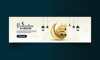 Ramadan kareem islamico saluti bandiera vettore