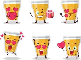 bicchiere di birra cartone animato personaggio con amore carino emoticon vettore