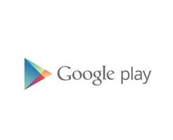 Google giocare Software mobile simbolo logo con nome grigio design vettore illustrazione