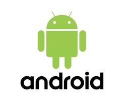 androide operativo sistema logo icona simbolo verde con nome nero design Software Telefono vettore illustrazione