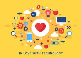 Vettore di concetto di tecnologia di amore
