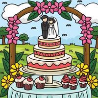 nozze torta colorato cartone animato illustrazione vettore