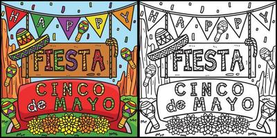 cinco de mayo fiesta colorazione pagina illustrazione vettore