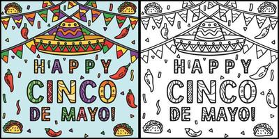 contento cinco de mayo bandiera colorazione illustrazione vettore