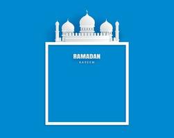 Ramadan kareem saluto carta con confine per testo sfondo. eid mubarak carta arte bandiera illustrazione design. vettore