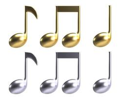 impostato di 3d d'oro e argento musica Appunti vettore isolato su bianca sfondo illustrazione