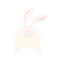 carino Pasqua coniglietto indietro Visualizza, bianca portafortuna coniglio. isolato su bianca sfondo, piatto disegno, eps10 vettore