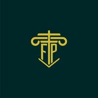 fp iniziale monogramma logo design per legge azienda con pilastro vettore Immagine