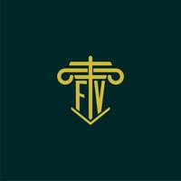 fv iniziale monogramma logo design per legge azienda con pilastro vettore Immagine