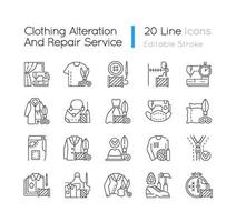 set di icone lineari di servizi di alterazione e riparazione di abbigliamento vettore