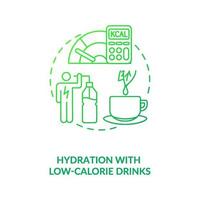 idratazione con bevande a basso contenuto calorico icona concetto verde scuro vettore
