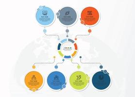 Infografica con 7 passi, processi o opzioni. vettore