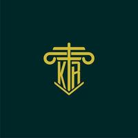 kr iniziale monogramma logo design per legge azienda con pilastro vettore Immagine
