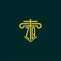 zq iniziale monogramma logo design per legge azienda con pilastro vettore Immagine