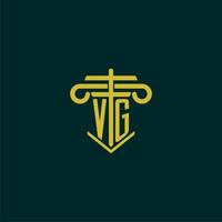 vg iniziale monogramma logo design per legge azienda con pilastro vettore Immagine