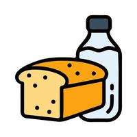 illustrazione vettore grafico di latte pane, prima colazione cibo, bottiglia icona