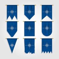NATO bandiera nel diverso forme, bandiera di NATO nel vario forme vettore