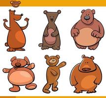 cartone animato divertente orsi animale comico personaggi impostato vettore