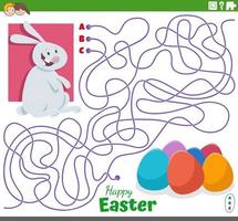 labirinto con cartone animato Pasqua coniglietto personaggio e uova vettore