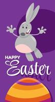 cartone animato Pasqua coniglietto con dipinto uovo saluto carta vettore
