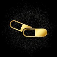 medico pillola oro, icona. vettore illustrazione di d'oro particella su oro vettore sfondo