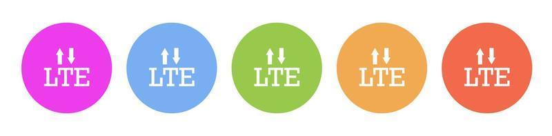 Multi colorato icona lte segnale frecce. pulsante bandiera il giro distintivo interfaccia per applicazione illustrazione su bianca sfondo vettore