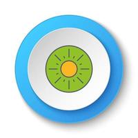 il giro pulsante per ragnatela icona, esotico frutta, Kiwi. pulsante bandiera il giro, distintivo interfaccia per applicazione illustrazione su bianca sfondo vettore