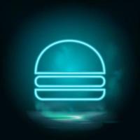 hamburger, Hamburger vettore neon icona. cibo blu neon illustrazione. hamburger, Hamburger vettore neon icona su bianca sfondo