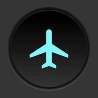 il giro pulsante icona aereo. pulsante bandiera il giro distintivo interfaccia per applicazione illustrazione su buio sfondo vettore