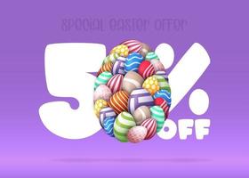 50 per cento di sconto vendita banner di Pasqua vettore