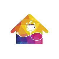 salutare caffè vettore logo design. medici stetoscopio con caffè tazza logo design.