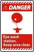 Pericolo occhio lavare stazione mantenere la zona chiaro cartello vettore