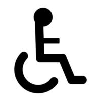 sedia a rotelle portatori di handicap icona. simbolo di mondo invalidità giorno, mondo autismo consapevolezza giorno. Disabilitato uomo icona, un' uomo su sedia a rotelle. portatori di handicap paziente accessibilità parcheggio. autismo spettro disturbo. vettore