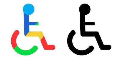 sedia a rotelle portatori di handicap icona. simbolo di mondo invalidità giorno, mondo autismo consapevolezza giorno. Disabilitato uomo icona, un' uomo su sedia a rotelle. portatori di handicap paziente accessibilità parcheggio. autismo spettro disturbo. vettore