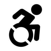 sedia a rotelle portatori di handicap icona. simbolo di mondo invalidità giorno, mondo autismo consapevolezza giorno. Disabilitato uomo icona, un' uomo su sedia a rotelle. portatori di handicap paziente accessibilità parcheggio. autismo spettro disturbo. vettore