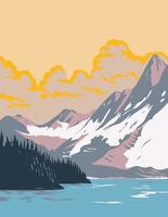 floe lago nel kootenay nazionale parco nel Britannico columbia Canada wpa manifesto arte vettore