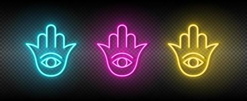 hamsa simbolo neon vettore icona