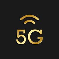 5 g, segnale oro icona. vettore illustrazione di d'oro stile icona su buio sfondo