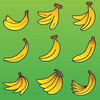 banane icona impostare. vettore illustrazione di Banana per frutta e cibo design. Banana icona per design di sano, dieta, nutrizione, vegetariano, e tropicale. fresco frutta per salutare stile di vita