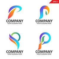 collezione colorato iniziale p lettera logo design template vettore