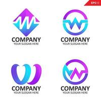 collezione colorato iniziale w lettera logo design template vettore