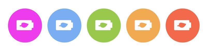 Multi colorato icona caricare ecologia batteria. pulsante bandiera il giro distintivo interfaccia per applicazione illustrazione su bianca sfondo vettore