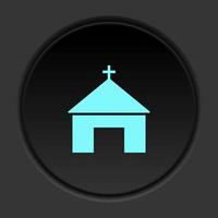 il giro pulsante icona Chiesa. pulsante bandiera il giro distintivo interfaccia per applicazione illustrazione su buio sfondo vettore