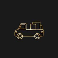 camion, carico oro icona. vettore illustrazione di d'oro icona su buio sfondo