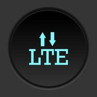 buio pulsante icona lte segnale frecce. pulsante bandiera il giro distintivo interfaccia per applicazione illustrazione su scurire sfondo vettore