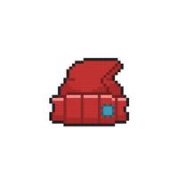 rosso Beanie cappello nel pixel arte stile vettore