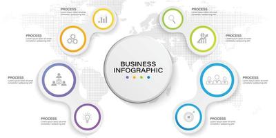 sequenza temporale Infografica design elemento e numero opzioni. attività commerciale concetto con 8 passi. può essere Usato per flusso di lavoro disposizione, diagramma, vettore attività commerciale modello per presentazione.