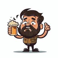 contento uomo Tenere birra cartone animato stile vettore illustrazione