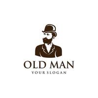 il Vintage ▾ vecchio uomo logo design grafico vettore
