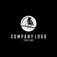 Corvo uccello logo design con cerchio vettore